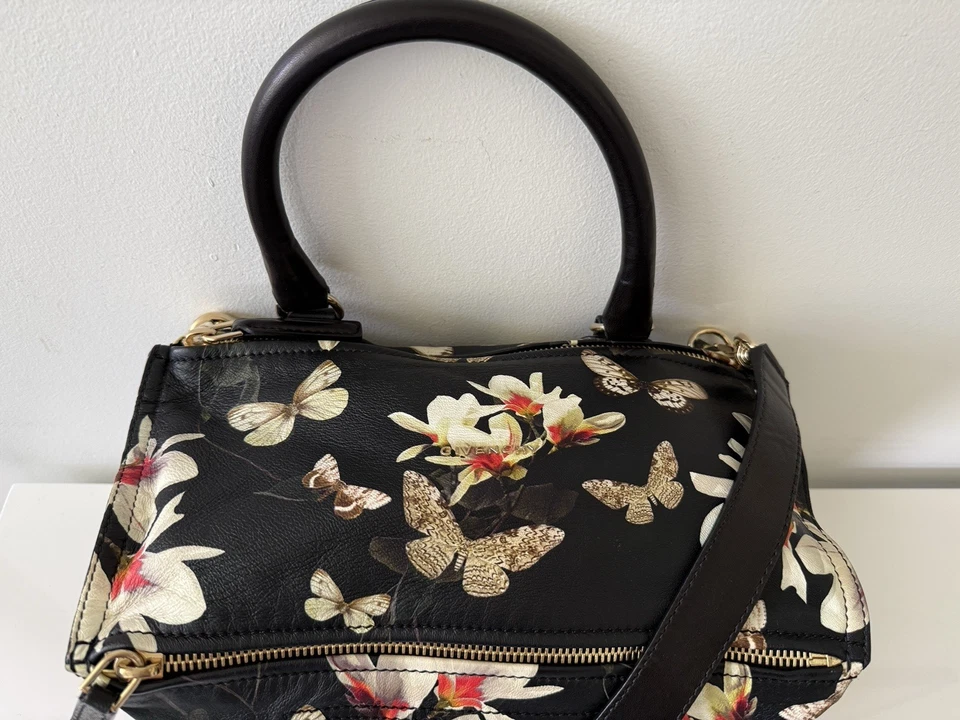 GIVENCHY Leather Butterflies Pandora Crossbody Bag Handbag, Black/Multicolor - Image 2 of 4