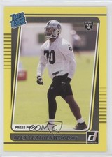 2021 Panini Donruss Rated Rookie Press Proof Yellow Alex Leatherwood #335 07rd