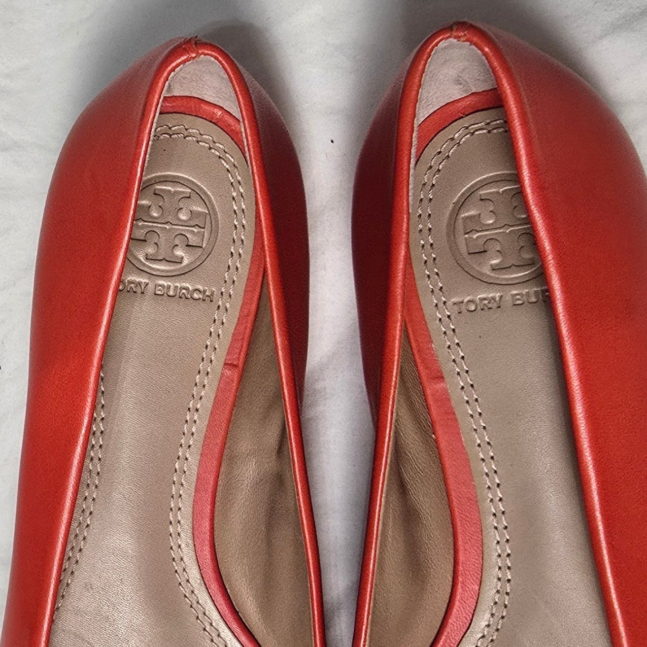 Tory Burch Womens Size 8 Lowell 2 Leather Ballet Orange Red Flats Mestico Samba thumbnail 10