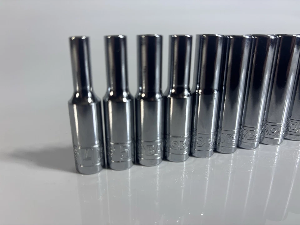 Kobalt 1/4" Drive 12 Piece 6 Pt Point Metric Deep Socket Set Chrome 4-14 mm - Image 3 of 4