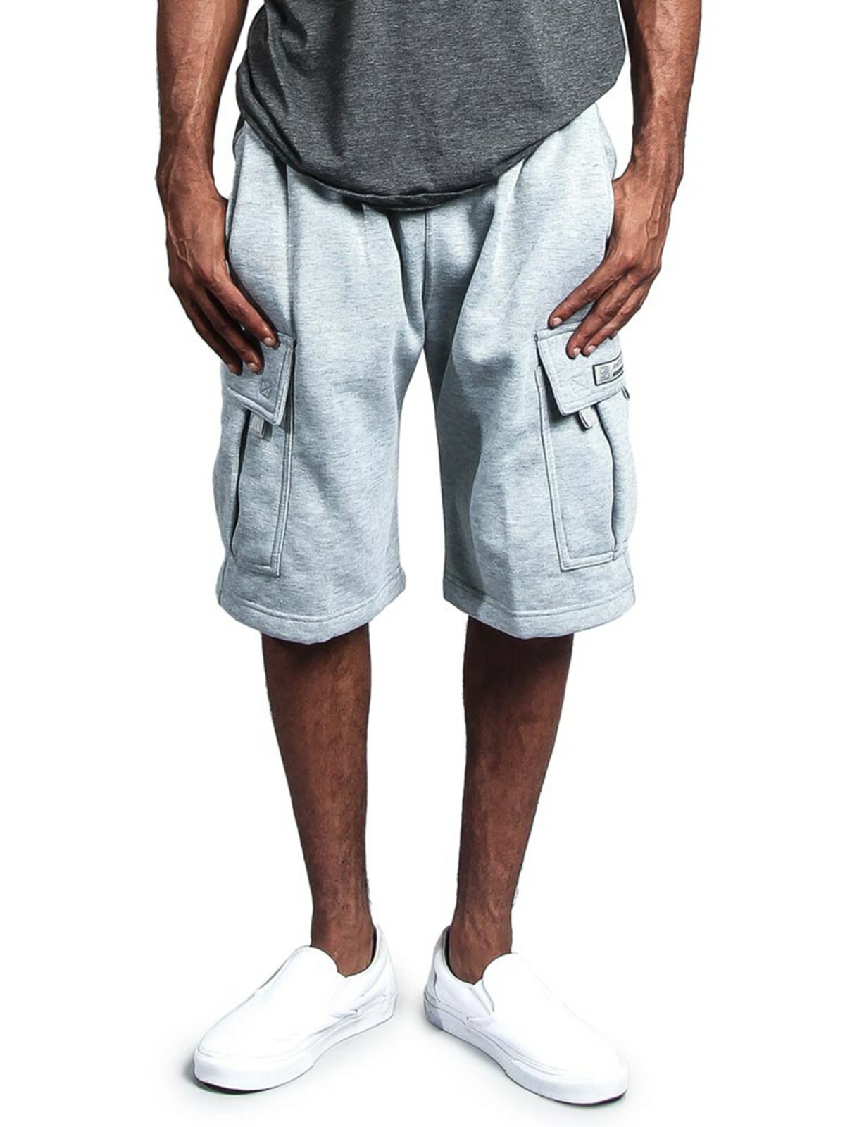 Mens Heavy Weight Fleece Cargo Pocket Sweat Short Pants With Drawstring - FS76EY