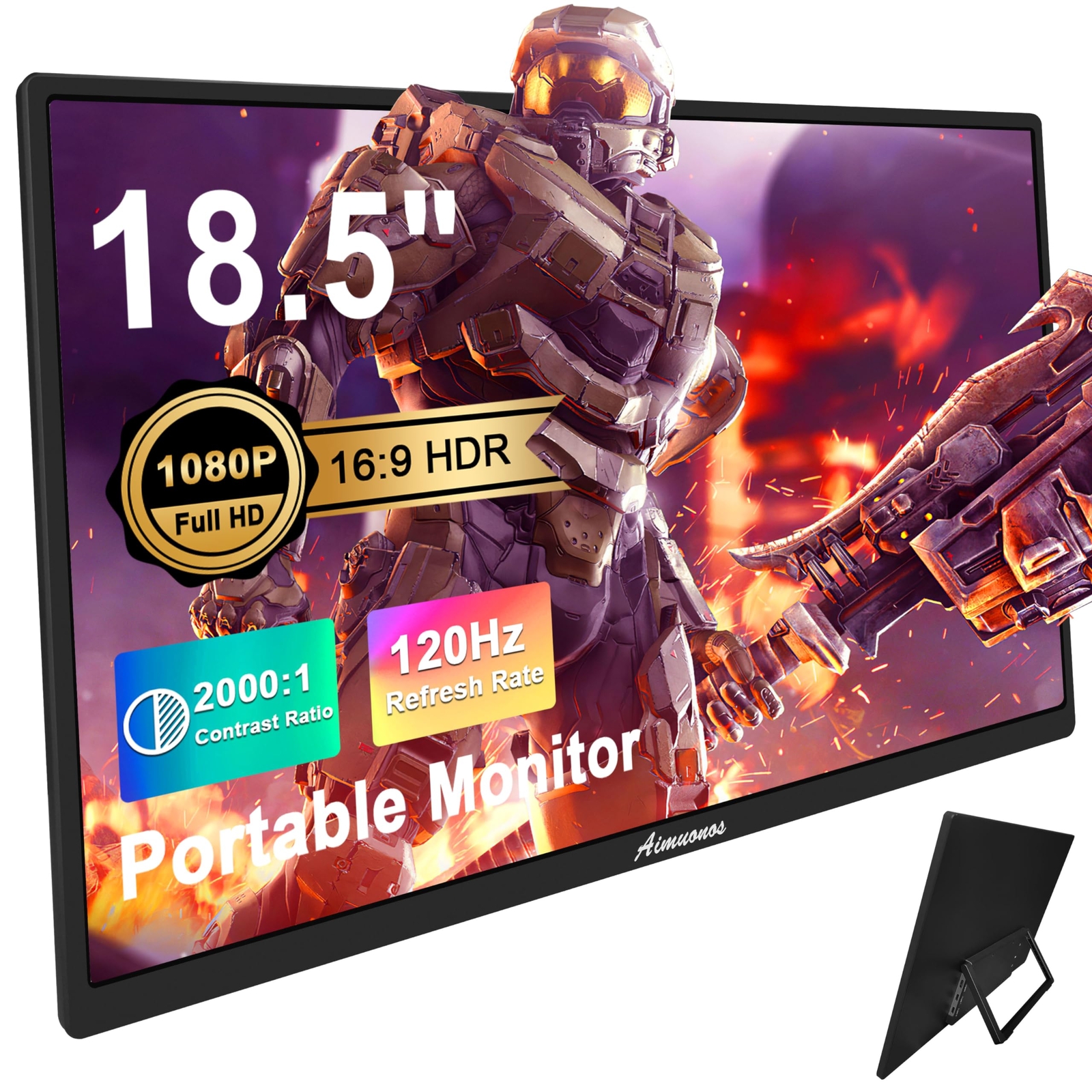 18.5inch Portable Monitor for Laptop,1080P Laptops Monitors 120Hz FHD HDR Plu...