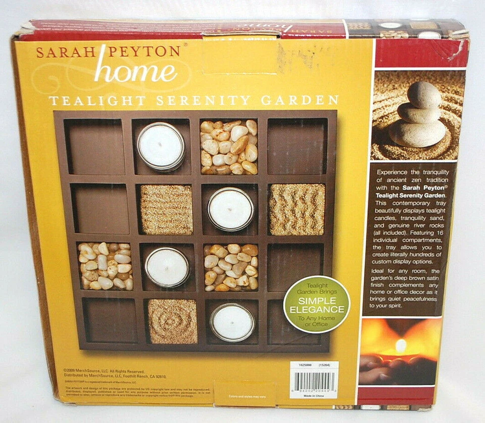 Sarah Peyton Home Tealight Serenity Garden con velas, arena y rocas nuevo S8914 Foto 3 de 4