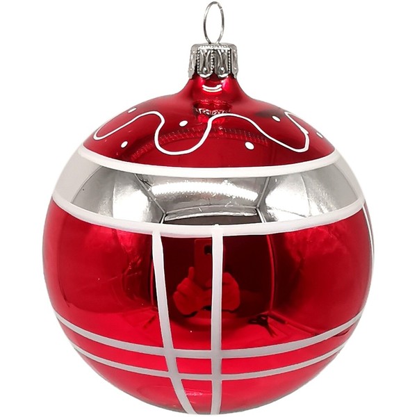Kugel, Weihnachtskugel Rot / Silber Ø10Cm - Schatzhauser Christbaumschmuck, Laus-image