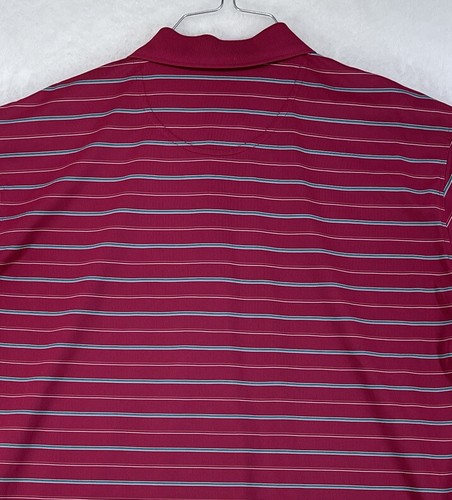 Pebble Beach Performance Men's Size XXL Red Striped Short Sleeve Polyester Polo - Picture 8 of 9