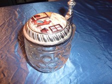 Original HAKU BIERSEIDEL mit Motiv Einlage Glas Bierkrug SAMMLERST&Uuml;CK evtl. Zinn