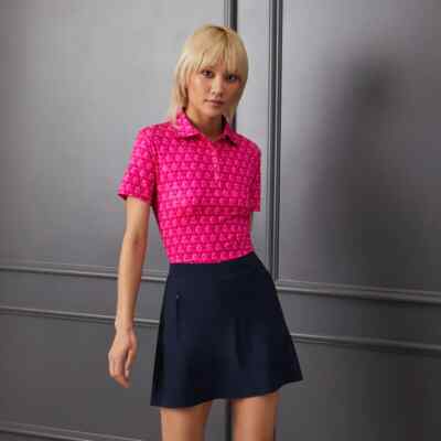 G/Fore Womens Mini Gs Tech Jersey Polo Top Size XS M L Pink Sorbet Golf GFore