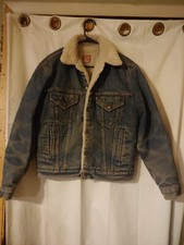 VTG LEVIS Made in USA Size 40 Medium Sherpa Lined Denim Trucker Jacket Mens