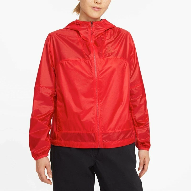 Women s Nike ACG Windproof Cinder Lightweight Wind Rain Jacket Red Size MEDIUM