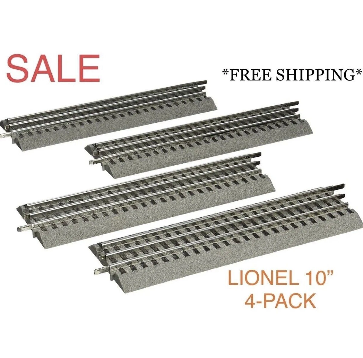 LIONEL FASTRACK FAST TRACK 10 STRAIGHT PACK OF 4 O GAUGE SCALE TRAIN 6 12032