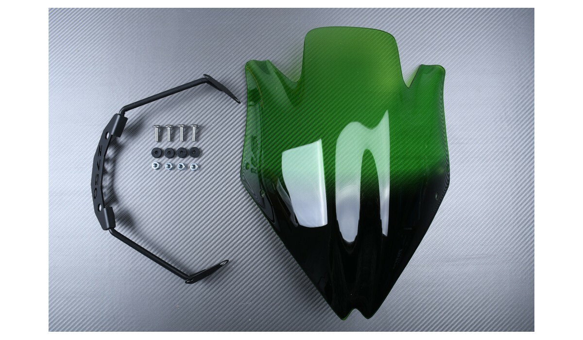 Cupolino parabrezza verde Kawasaki Z750 saute-vent moto double bulle 2007-2013