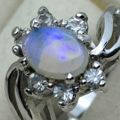 Eleganter Wasseropal großer Korn Solitär Ring US 5-5,5 GEBRAUCHT Versand aus Japan