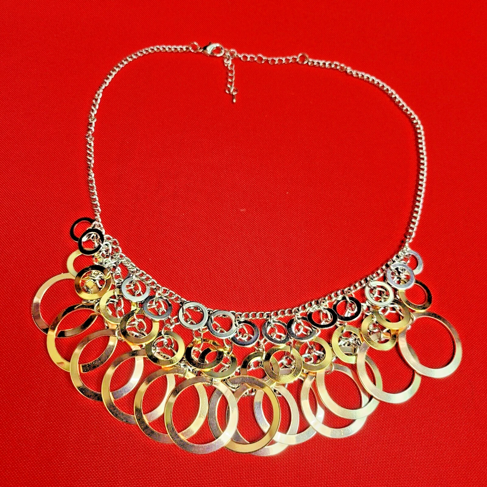 VETEMENTS Collana Collare Bavaglino Statement Ciondoli Circolari Due Toni Collana Anello Stratificato