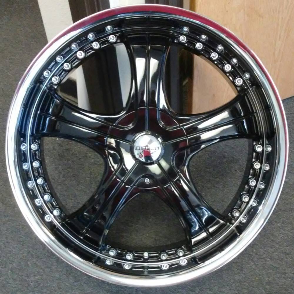 22x9.5 Diablo Lionhart 5x120 Black and Chrome +40mm offset [single 