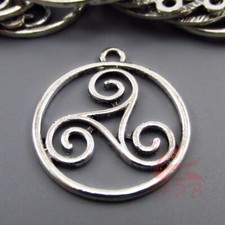 Celtic Triskelion Knots Charms - 5/10/20 Antiqued Silver 29mm Pendants SC0107394