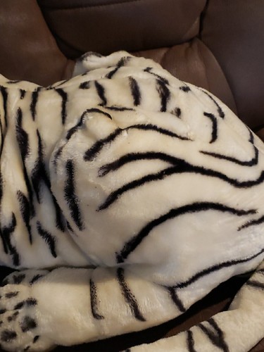Tiger Stuffed Plush Large Life Size Giant Lying Soft Toy Realistic White Cat 54" - Picture 6 of 13