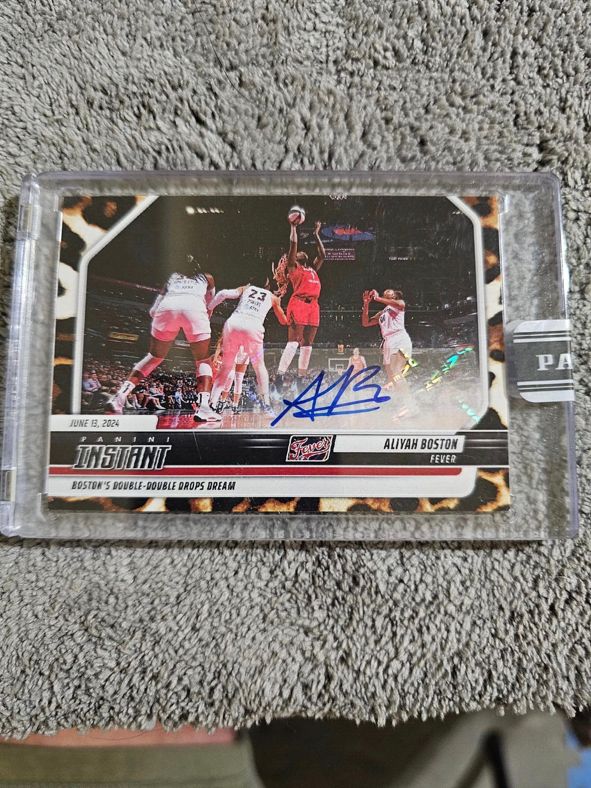 2024 Panini Instant WNBA Aliyah Boston 1st Fever Auto Jaguar Parallel 9/10 Rookie Card