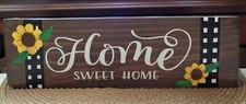 HOME SWEET HOME Farmhouse Style 12" Block Dark Stain Home Country Chunky Sign