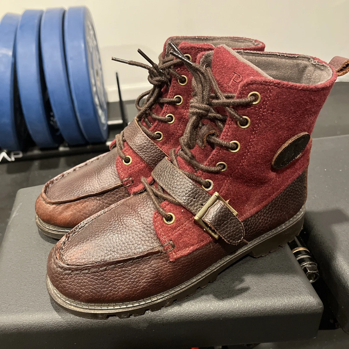 Polo Ralph Lauren Ranger Hi 2 Brown Maroon Burgundy Leather Boots