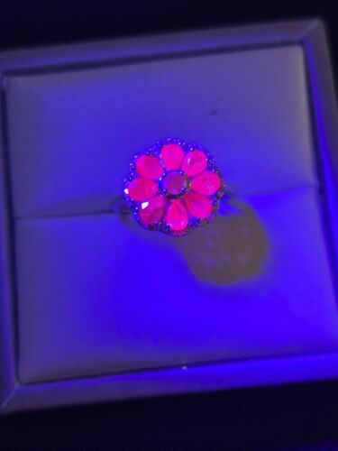 SIZE L 1.70ct Alexandrite & Natural Zircon Floral Ring 925 Sterling Silver - Picture 3 of 10