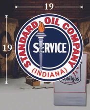 (1) 19" x 19" Standard Oil Company IND Gas Vinyl Decal Lubester Pump Can Lubster