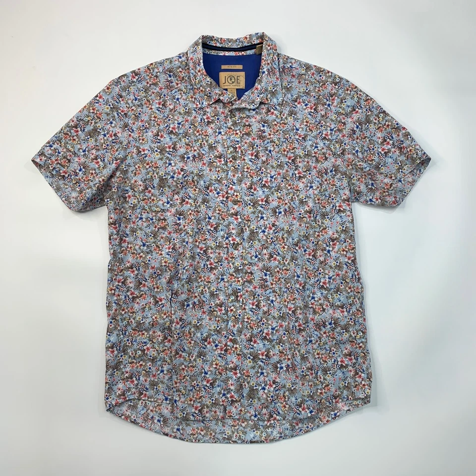 Camisa Joseph Abboud Para Hombres L Grande Calce Ajustado Cuello Extendido Floral Mezcla de Algodón Foto 2 de 4