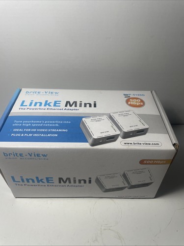 2 Brite-View LinkE Mini 500 Mbps Powerline Ethernet Adapter BVP-5100D PRE OWNED