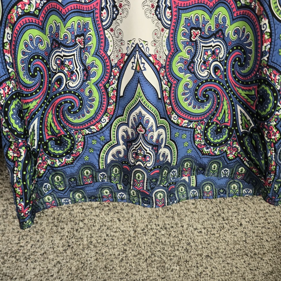 Talbots Top Womens 16P Petite Blue Silk Satin 3/4 Sleeve Blouse Neck Tie Ladies - Image 4 of 4