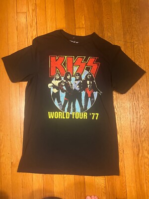 Kiss Band 1977 World Tour Vintage Style Shirt T-Shirt Black Rock