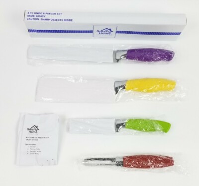 Smart Home Essentials for Living 4pc Knife & Peeler Set
