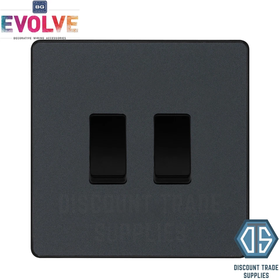 BG Evolve Mattgrau 2 Gang Intermediate Custom Grid Lichtschalter