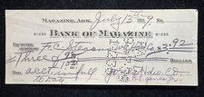 1939 Bank Of Magazine Arkansas, Bank Check $3.92. Our T7920