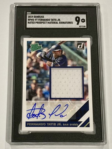 2019 Panini Donruss Fernando Tatis Jr. RC Prospect SGC 9 Auto Jersey Patch Relic