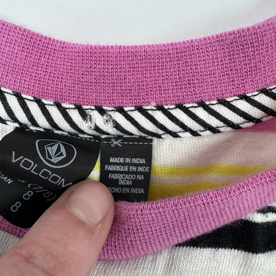 Camiseta Volcom Jóvenes Niñas Coloridas Rayas Manga Corta Talla S (7/8) Foto 4 de 4