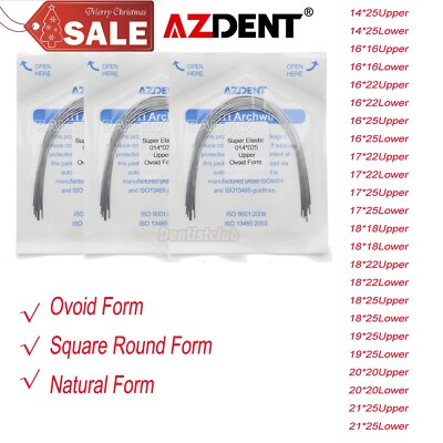 AZDENT Dental Ortho Super Elastic Niti Rectangular Arch Wires Ovoid/Natural U/L