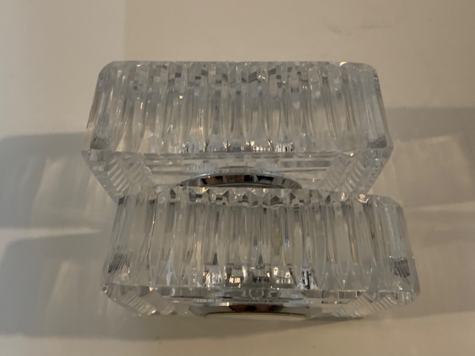 Vintage Waterford Cut Crystal Pair of Miniature Small Square Desk