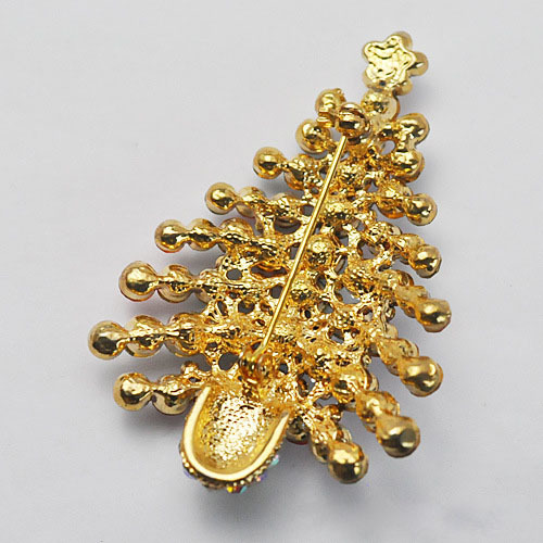 6cm Tall Lovery Twinkling Christmas Tree Brooch Pin Use Austria Crystal Xmas - Picture 3 of 3