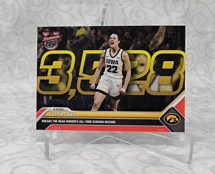 2023-24 TOPPS NOW BOWMAN U #49 CAITLIN CLARK # /10 RED ALL TIME LEADING SCORER