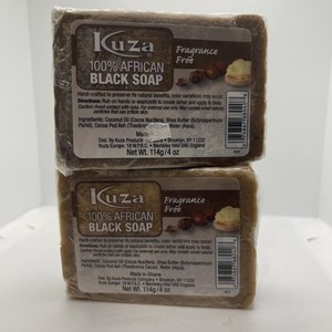 2X Kuza African Black Soap Shea Butter 100% Hand-Crafted Fragrance Free