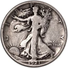 1921-D Denver Walking Liberty Half Dollar 50C Very Good VG+