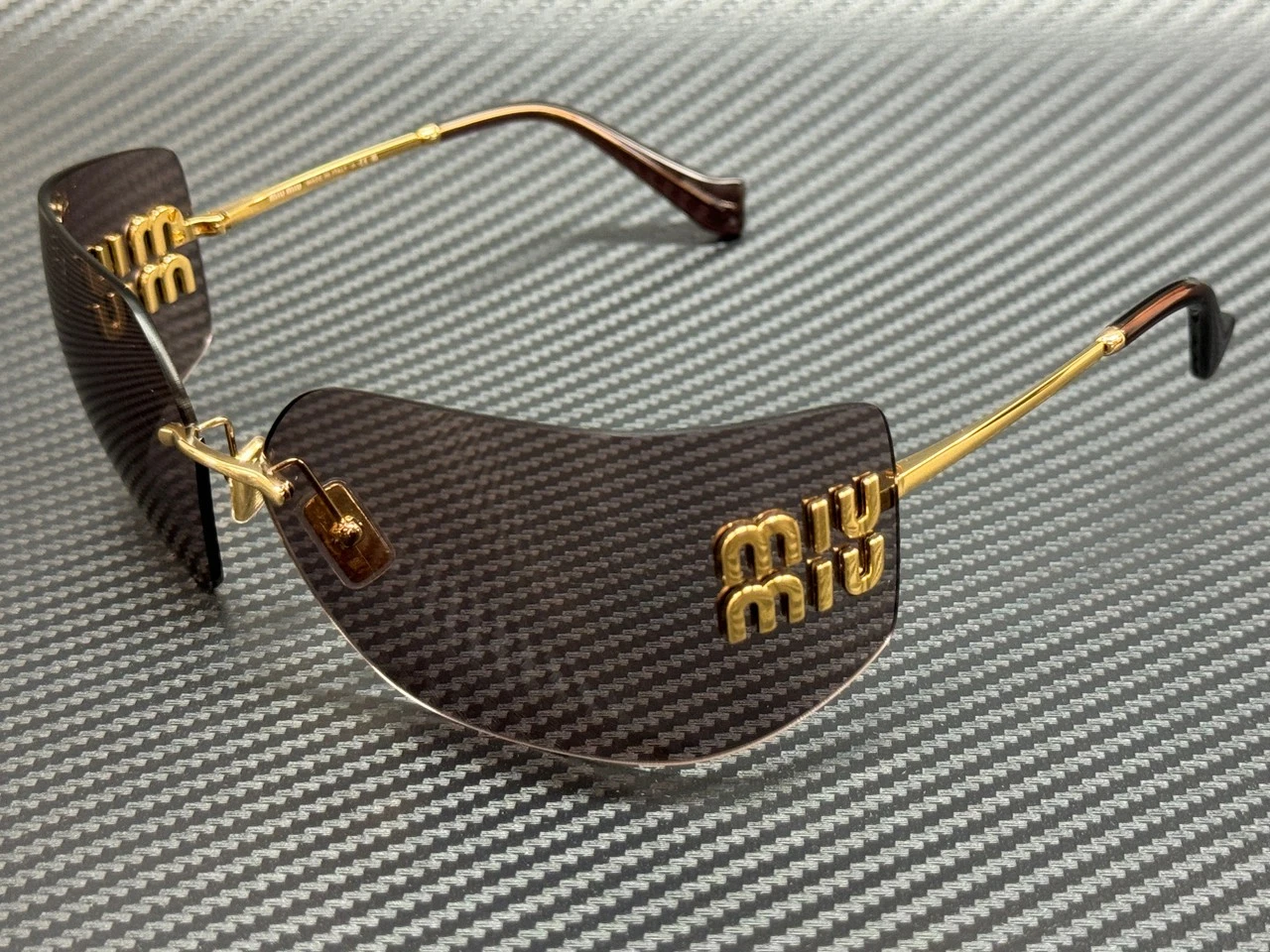Miu Miu — MIU MIU MU 54YS 5AK06I Gold Purple Brown Women's 80 mm Sunglasses