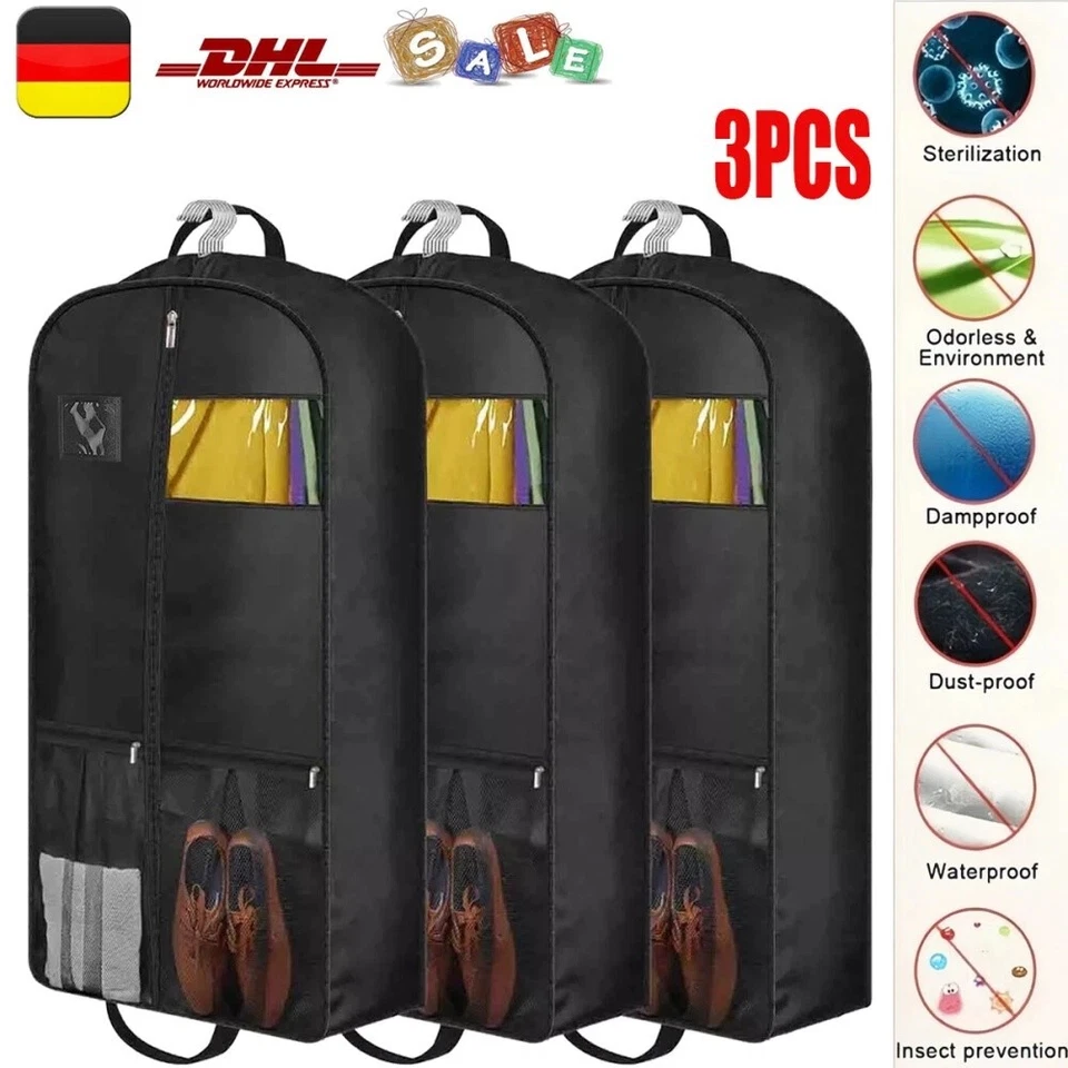 3 Stk Kleidersäcke Kleidersack Kleiderhülle Kleiderschutz Schutzhülle 110x60cm - Bild 2 von 4
