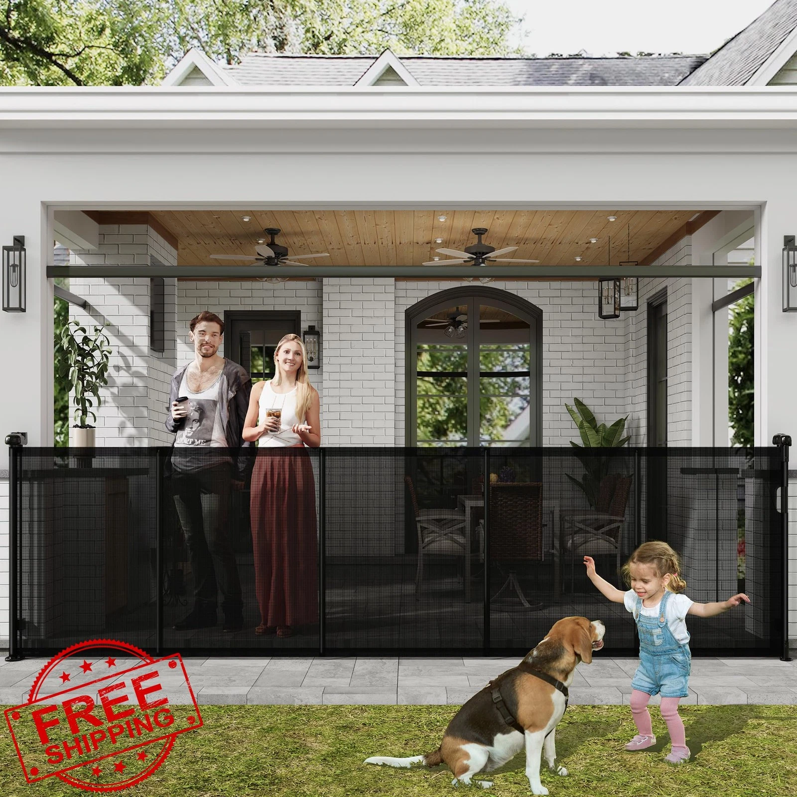 Luvcoo Retractable Baby Gate Black 41"x100"