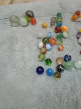 Lot Of 60 Vintage Marbles, 3 Are Larger And A Few Have Some Good Dings On Them