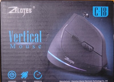 Zelotes C-18 Ergonomic Vertical  Wired RGB Gaming Mouse In Box