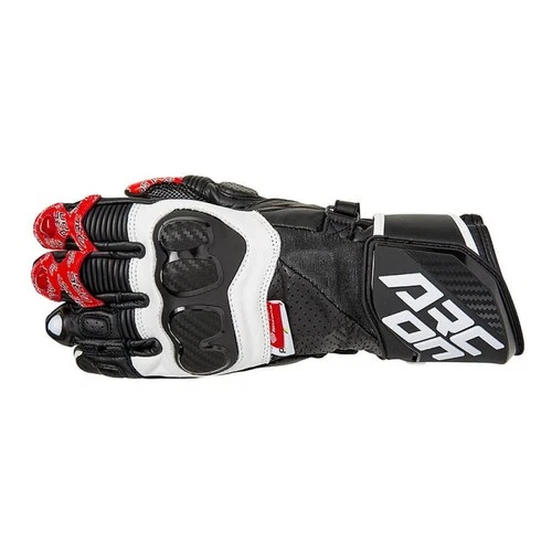 Arc-On 034 RS Motorcycle Gloves Leather Black White Red