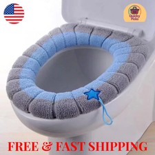 1 Pc Toilet Seat Cover Soft Thicker Warmer Stretchable Washable Cushion Bathroom