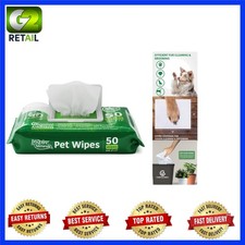 Naturals 50ct Eco-Friendly Pet Wipes for Dogs  Cats - Hypoallergenic Cleanser