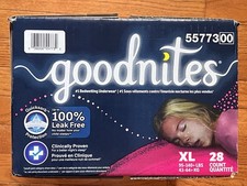 Goodnites Girls Nighttime Bedtime Underwear Size XL 95-140 Lbs, 28 Count NEW