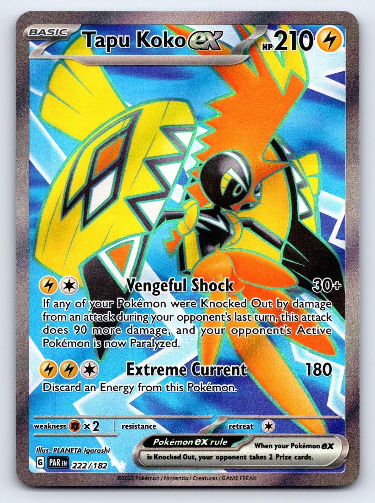 Tapu Koko ex 222/182 Ultra Rare Paradox Rift Pokemon Holo Near Mint